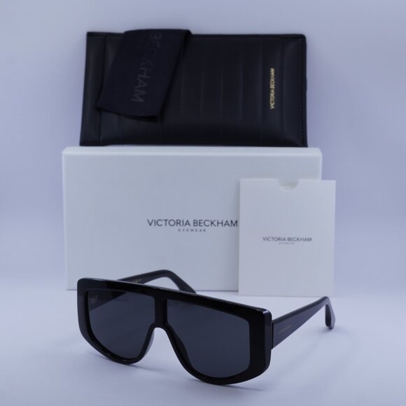 Victoria Beckham VB664S 001 Shield Sunglasses – Black/Dark Grey